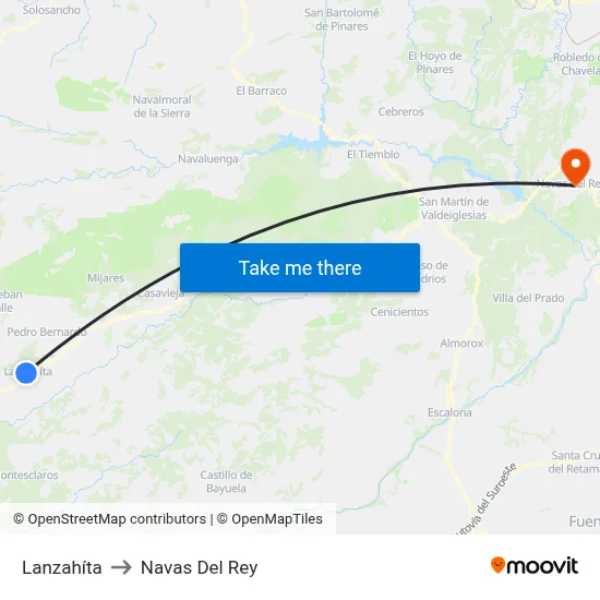 Lanzahíta to Navas Del Rey map