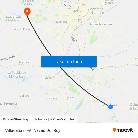 Villacañas to Navas Del Rey map