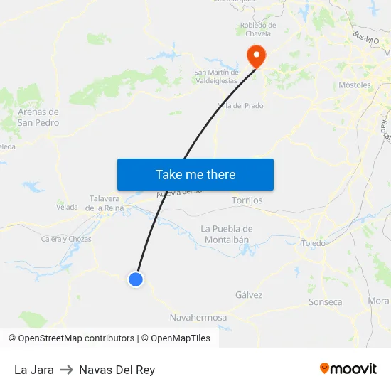 La Jara to Navas Del Rey map