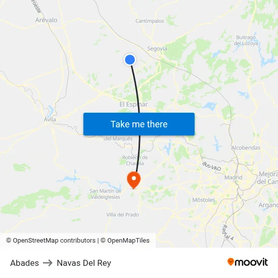 Abades to Navas Del Rey map