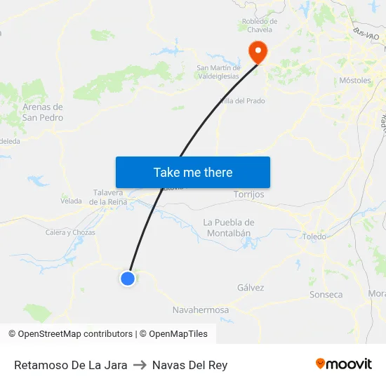 Retamoso De La Jara to Navas Del Rey map