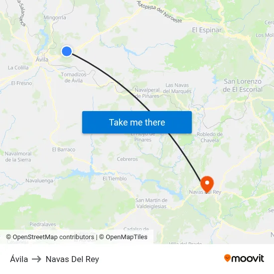 Ávila to Navas Del Rey map