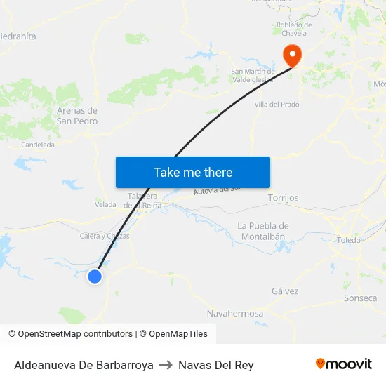 Aldeanueva De Barbarroya to Navas Del Rey map
