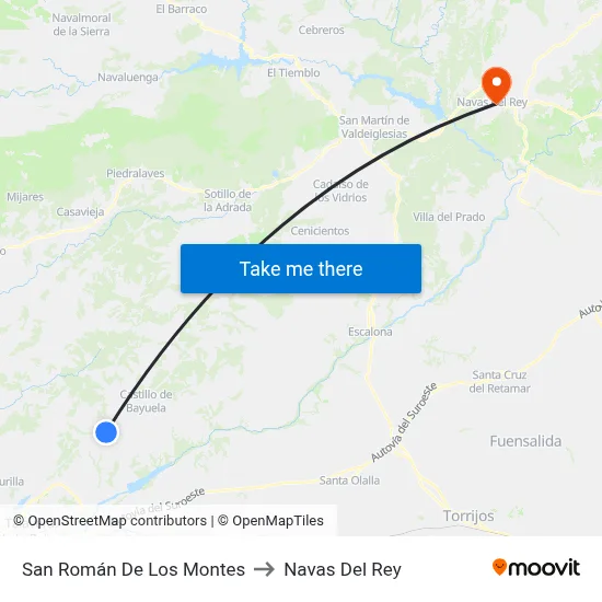 San Román De Los Montes to Navas Del Rey map