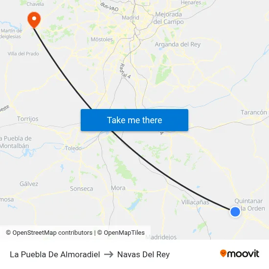 La Puebla De Almoradiel to Navas Del Rey map