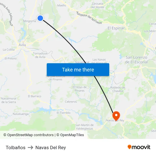 Tolbaños to Navas Del Rey map
