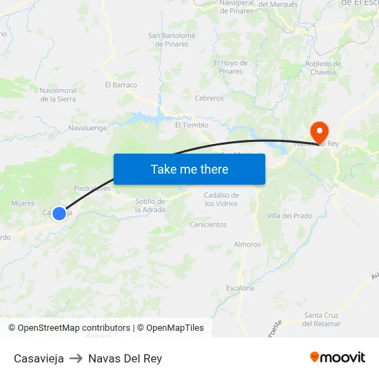 Casavieja to Navas Del Rey map