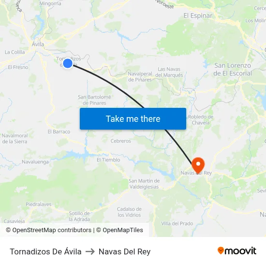 Tornadizos De Ávila to Navas Del Rey map