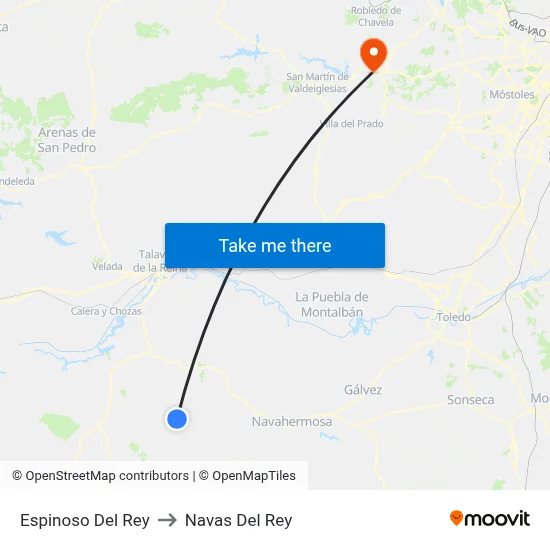 Espinoso Del Rey to Navas Del Rey map