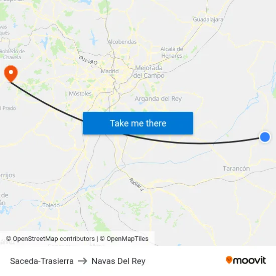 Saceda-Trasierra to Navas Del Rey map