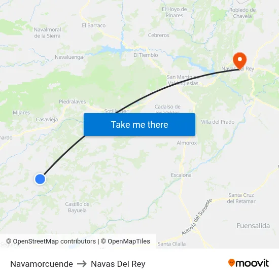Navamorcuende to Navas Del Rey map