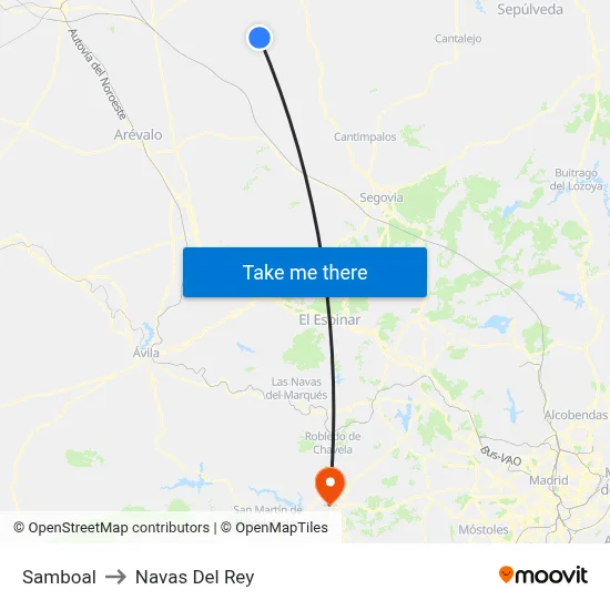 Samboal to Navas Del Rey map