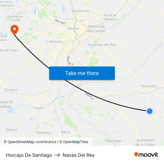 Horcajo De Santiago to Navas Del Rey map
