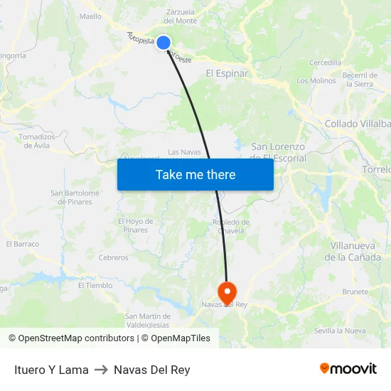 Ituero Y Lama to Navas Del Rey map