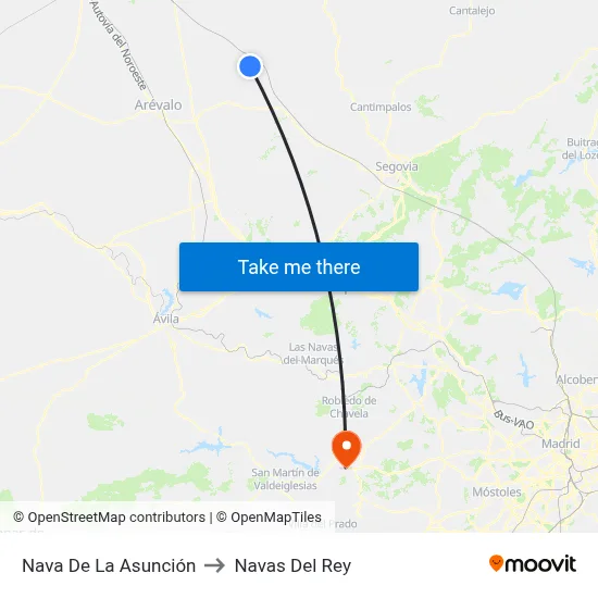 Nava De La Asunción to Navas Del Rey map