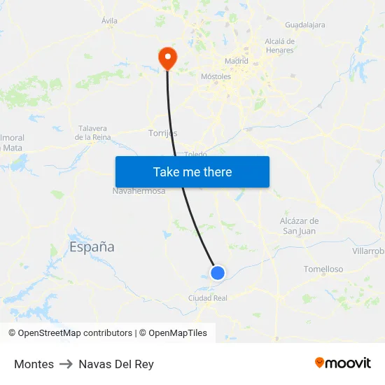 Montes to Navas Del Rey map