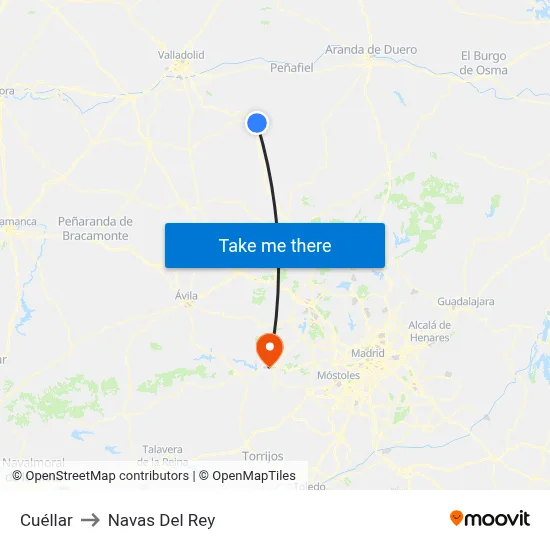 Cuéllar to Navas Del Rey map