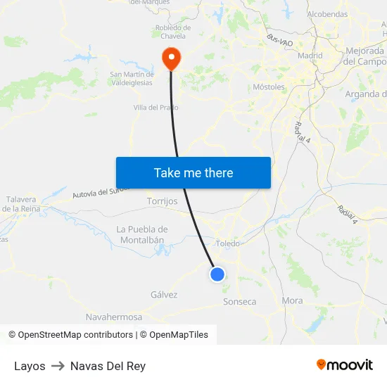 Layos to Navas Del Rey map