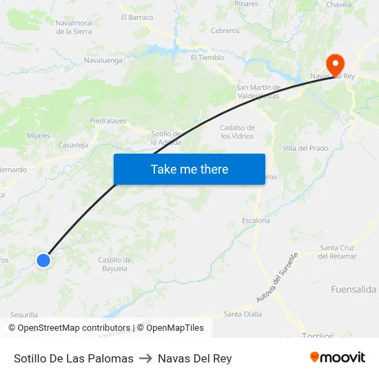 Sotillo De Las Palomas to Navas Del Rey map