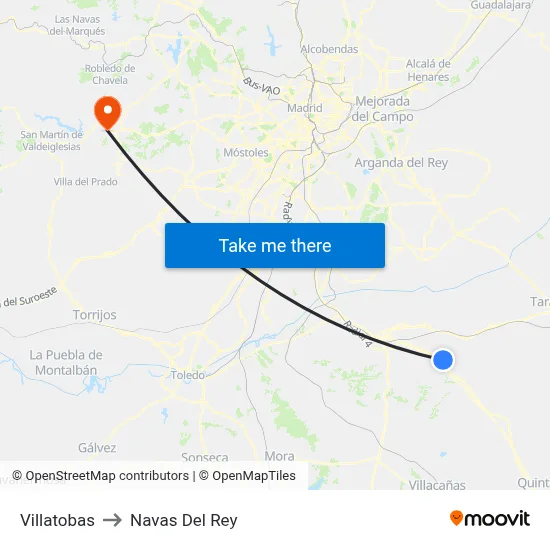 Villatobas to Navas Del Rey map