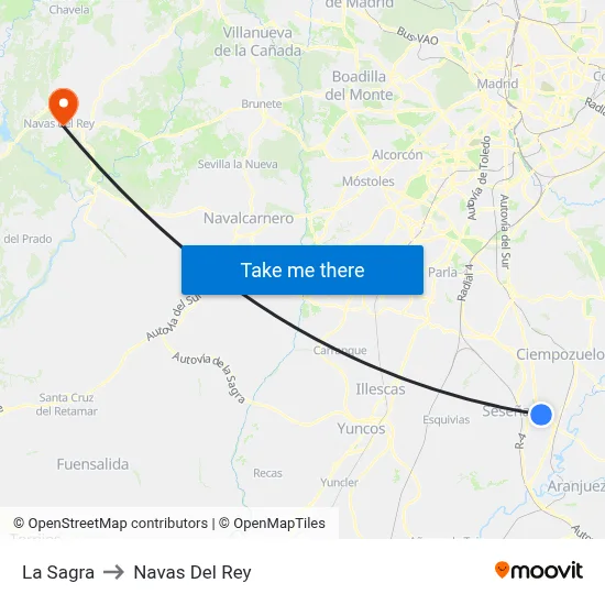 La Sagra to Navas Del Rey map