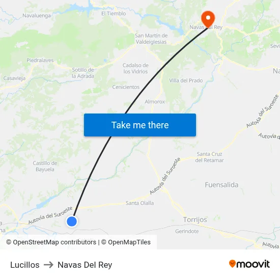 Lucillos to Navas Del Rey map