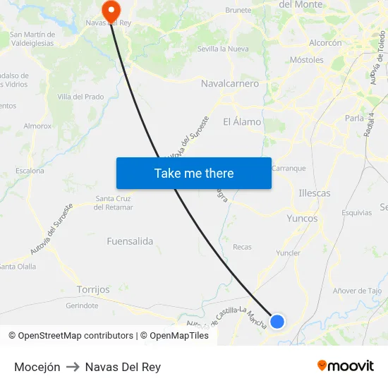 Mocejón to Navas Del Rey map