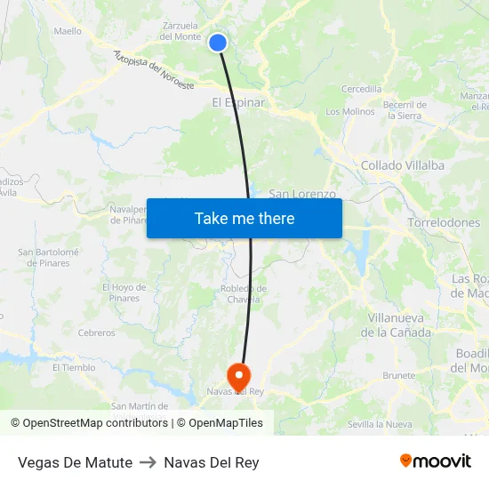 Vegas De Matute to Navas Del Rey map