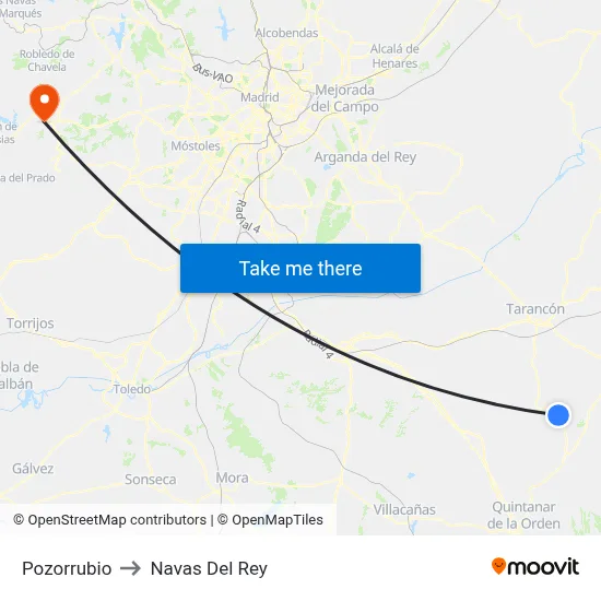 Pozorrubio to Navas Del Rey map