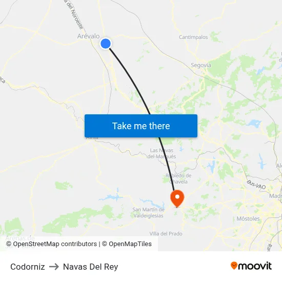 Codorniz to Navas Del Rey map