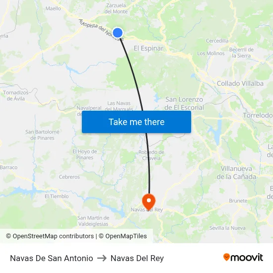 Navas De San Antonio to Navas Del Rey map