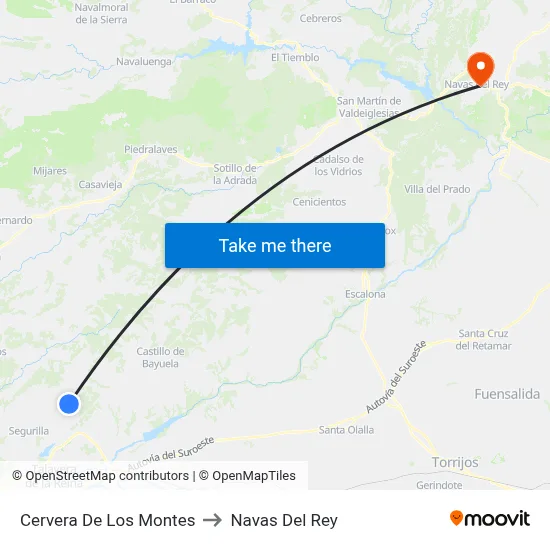 Cervera De Los Montes to Navas Del Rey map