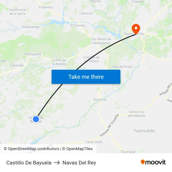 Castillo De Bayuela to Navas Del Rey map