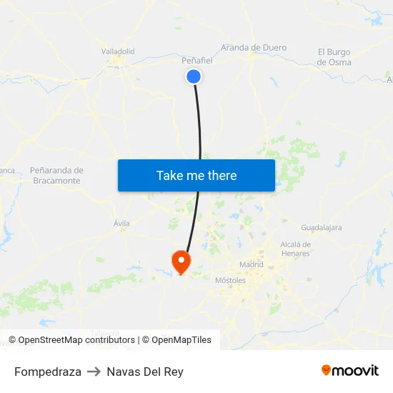 Fompedraza to Navas Del Rey map