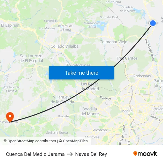 Cuenca Del Medio Jarama to Navas Del Rey map