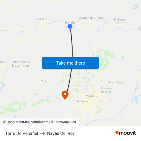 Torre De Peñafiel to Navas Del Rey map