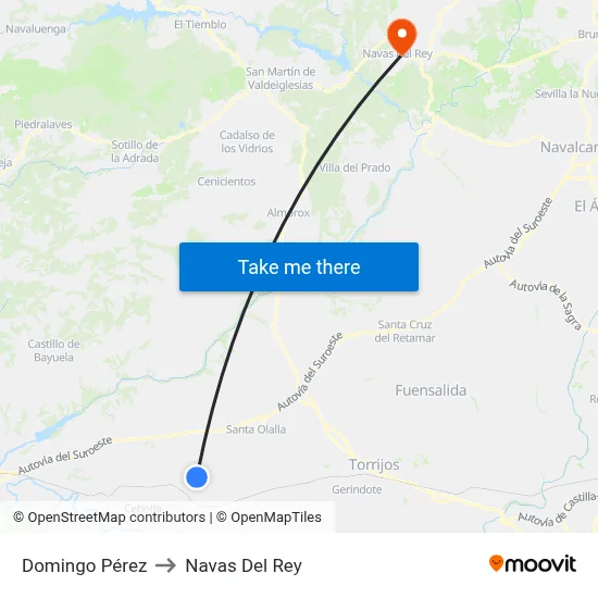Domingo Pérez to Navas Del Rey map