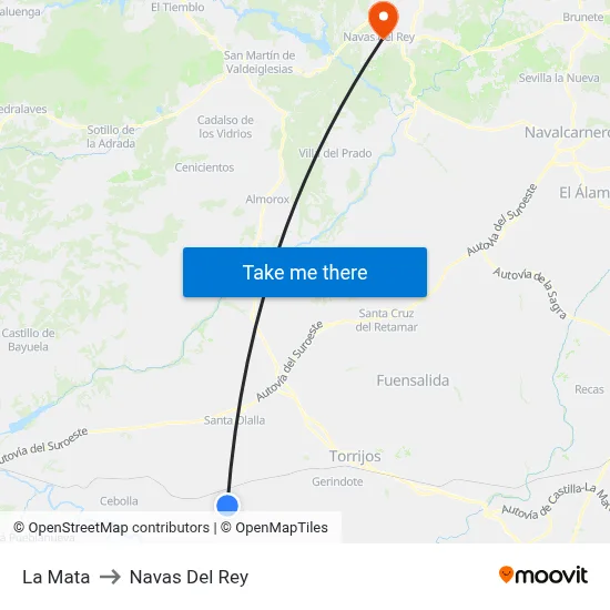 La Mata to Navas Del Rey map