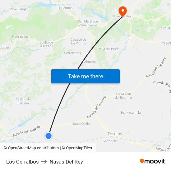 Los Cerralbos to Navas Del Rey map