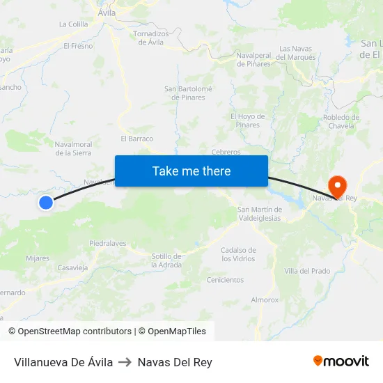 Villanueva De Ávila to Navas Del Rey map