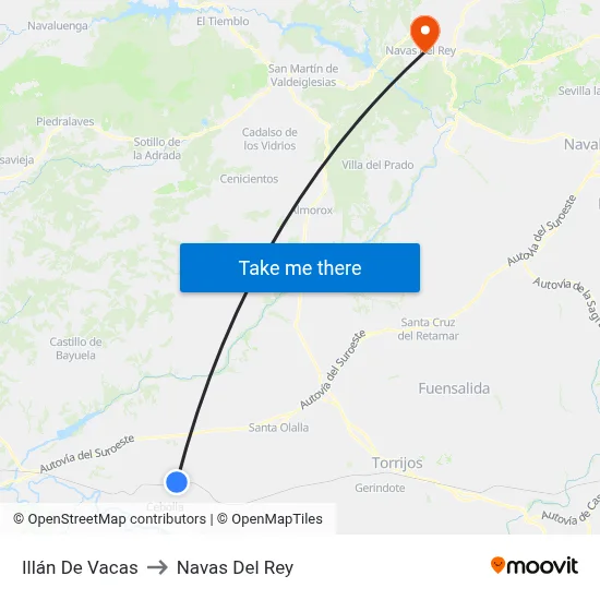 Illán De Vacas to Navas Del Rey map