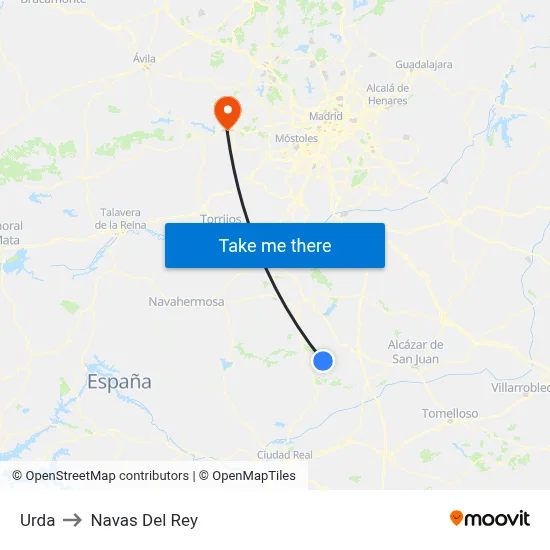 Urda to Navas Del Rey map