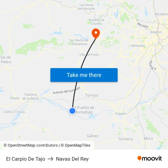 El Carpio De Tajo to Navas Del Rey map