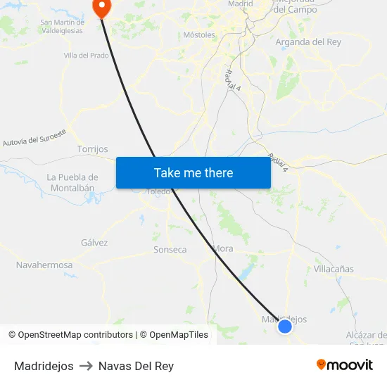 Madridejos to Navas Del Rey map