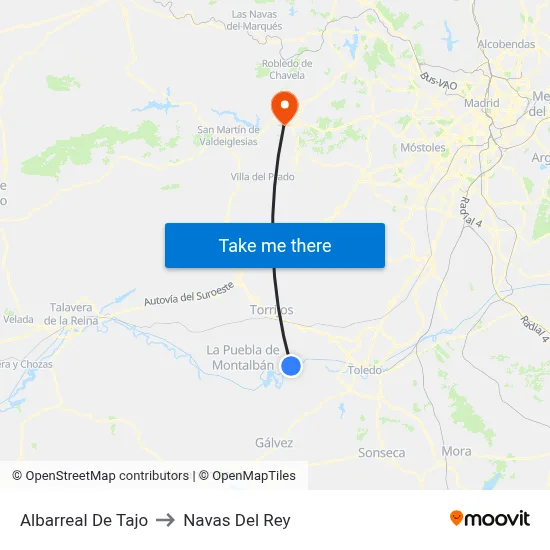 Albarreal De Tajo to Navas Del Rey map