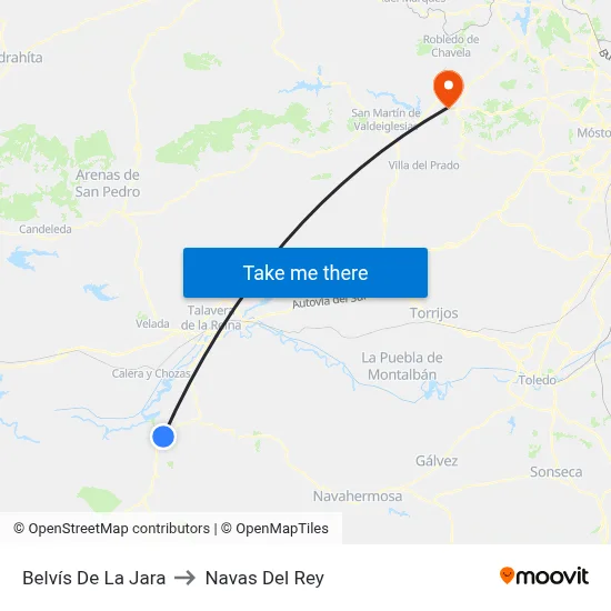 Belvís De La Jara to Navas Del Rey map