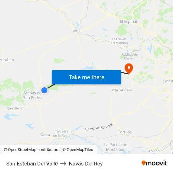 San Esteban Del Valle to Navas Del Rey map