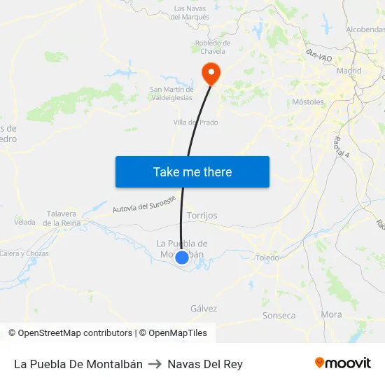 La Puebla De Montalbán to Navas Del Rey map