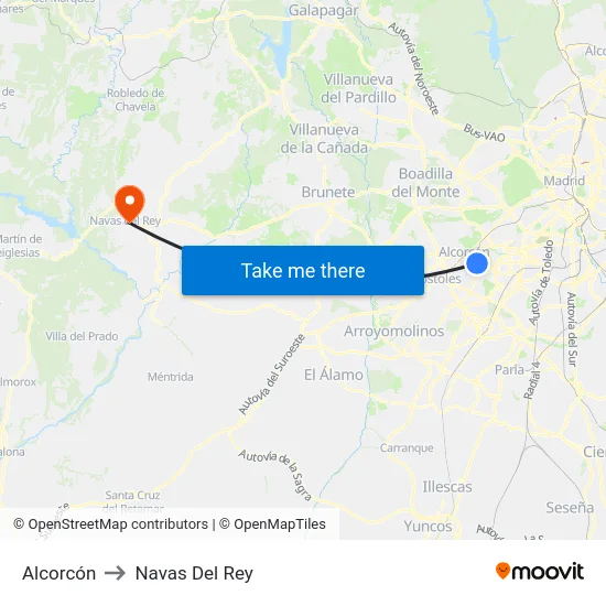 Alcorcón to Navas Del Rey map