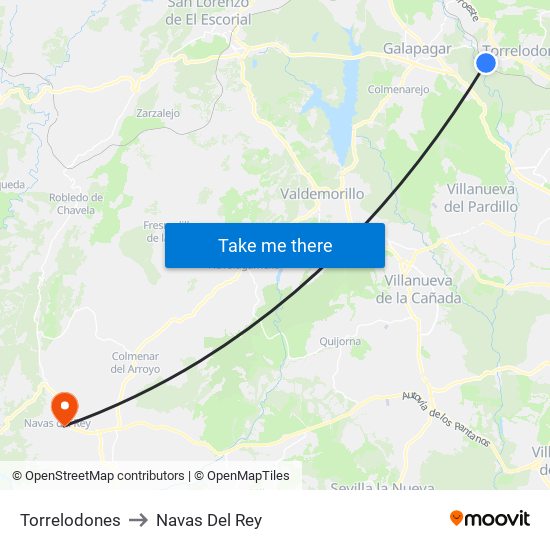 Torrelodones to Navas Del Rey map